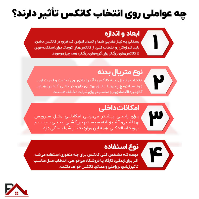 چه عواملی روی انتخاب کانکس تأثیر دارند؟